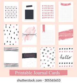 Set of Vintage Creative Cards with Hand Drawn Textures. Templates for Placards, Posters, Flyers and Banner Designs, Printable Journals Card. Vecto