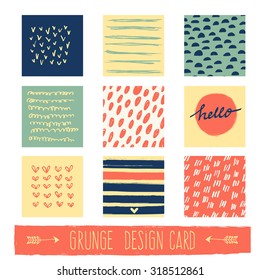 Set of Vintage Creative Cards with Hand Drawn Textures. Templates for Placards, Posters, Flyers and Banner Designs, Printable Journals Card. Vecto