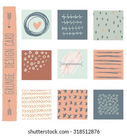 Set of Vintage Creative Cards with Hand Drawn Textures. Templates for Placards, Posters, Flyers and Banner Designs, Printable Journals Card. Vecto