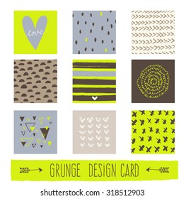 Set of Vintage Creative Cards with Hand Drawn Textures. Templates for Placards, Posters, Flyers and Banner Designs, Printable Journals Card. Vecto