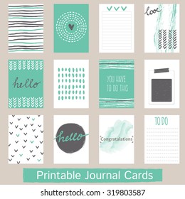 Set of Vintage Creative Cards with Hand Drawn Textures. Templates for Placards, Posters, Flyers and Banner Designs, Printable Journals Card. Vector