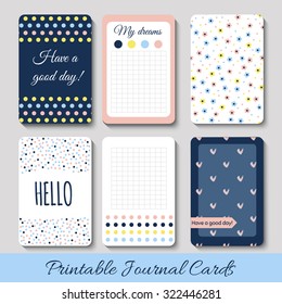 Set of Vintage Creative Cards with Hand Drawn Polka Dots and Flowers Textures. Templates for Placards, Posters, Flyers and Banner Designs, Printable Journals Card. Vector