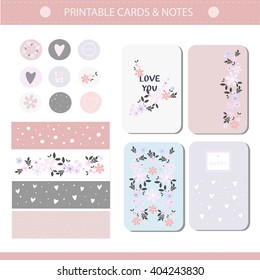 Set of Vintage Creative Cards with Hand Drawn Polka Dots Textures. Templates for Placards, Posters, Flyers and Banner Designs, Printable Journals Card. Vector