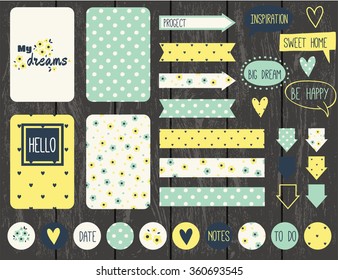 set vintage creative cards tape stickers stock vector royalty free 360693545