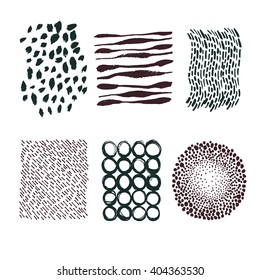 Set of Vintage Creative Hand Drawn Hipster Textures Made with Ink. Retro Patterns for Placards, Posters and Banner Designs.Isolated on White Background. Thin Modern Line