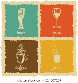 set of Vintage cups Labels