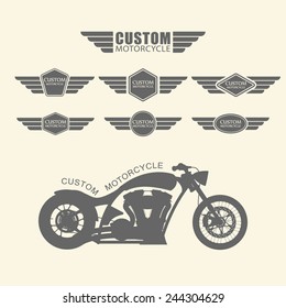 Set of vintage custom motorcycle labels,vector