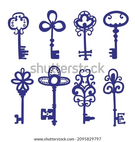 set of vintage dainty flat keys