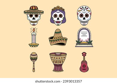 set of vintage day of the day decorations isolated vector illustration for  holiday element