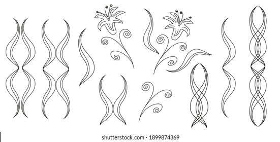 Set of vintage decor elements. Vector eps 10.