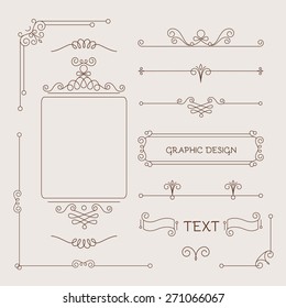 Set Of Vintage Decorations Elements. Flourishes Calligraphic Ornaments And Frames. Logo & Polygraphy Design. Vector Illustration