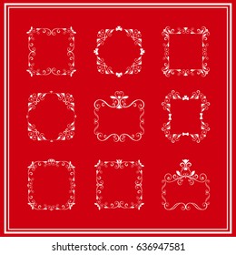 Set of Vintage Decorations Elements. Flourishes Calligraphic Ornaments and Frames. Retro Style Design Collection for Invitations, Banners, Posters, Placards, Badges and Logotypes.