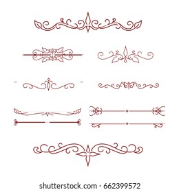 Set of Vintage Decorations Elements. Flourishes Calligraphic Ornaments and Frames. Retro Style Design Collection for Invitations, Banners, Posters, Placards, Badges and Logotypes.