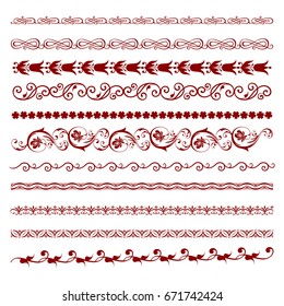 Set of Vintage Decorations Elements. Flourishes Calligraphic Ornaments and Frames. Retro Style Design Collection for Invitations, Banners, Posters, Placards, Badges and Logotypes.