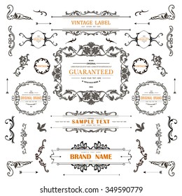 Set of Vintage Decorations Elements.Flourishes Calligraphic Ornaments and Frames with place for your text. Retro Style Design Collection for Invitations, Banners, Posters, Badges,Logotypes and so on