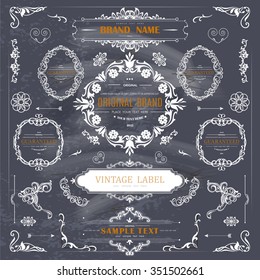 Set of Vintage Decorations Elements.Flourishes Calligraphic Ornaments and Frames with place for your text. Retro Style Design Collection for Invitations, Banners, Posters, Badges,Logotypes and so on