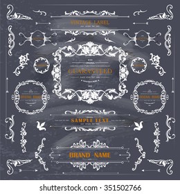 Set of Vintage Decorations Elements.Flourishes Calligraphic Ornaments and Frames with place for your text. Retro Style Design Collection for Invitations, Banners, Posters, Badges,Logotypes and so on