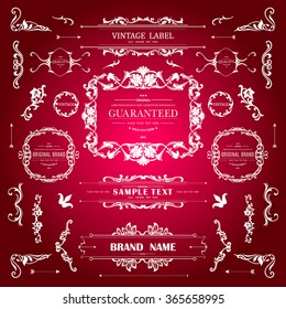 Set of Vintage Decorations Elements.Flourishes Calligraphic Ornaments and Frames with place for your text. Retro Style Design Collection for Invitations, Banners, Posters, Badges,Logotypes and so on
