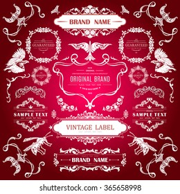 Set of Vintage Decorations Elements.Flourishes Calligraphic Ornaments and Frames with place for your text. Retro Style Design Collection for Invitations, Banners, Posters, Badges,Logotypes and so on