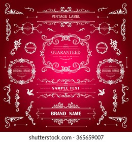 Set of Vintage Decorations Elements.Flourishes Calligraphic Ornaments and Frames with place for your text. Retro Style Design Collection for Invitations, Banners, Posters, Badges,Logotypes and so on