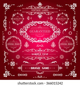 Set of Vintage Decorations Elements.Flourishes Calligraphic Ornaments and Frames with place for your text. Retro Style Design Collection for Invitations, Banners, Posters, Badges,Logotypes and so on