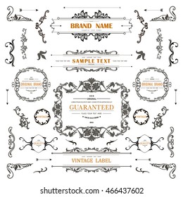 Set of Vintage Decorations Elements.Flourishes Calligraphic Ornaments and Frames with place for your text. Retro Style Design Collection for Invitations, Banners, Posters, Badges,Logotypes