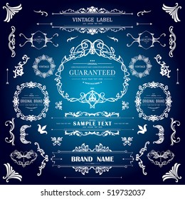 Set of Vintage Decorations Elements.Flourishes Calligraphic Ornaments and Frames with place for your text. Retro Style Design Collection for Invitations, Banners, Posters, Badges,Logotypes