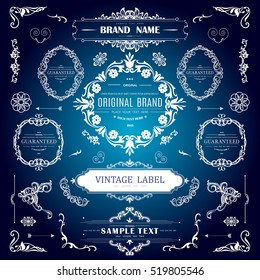 Set of Vintage Decorations Elements.Flourishes Calligraphic Ornaments and Frames with place for your text. Retro Style Design Collection for Invitations, Banners, Posters, Badges,Logotypes