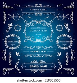 Set of Vintage Decorations Elements.Flourishes Calligraphic Ornaments and Frames with place for your text. Retro Style Design Collection for Invitations, Banners, Posters, Badges,Logotypes