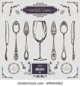 Set of Vintage Decorations Elements.Flourishes Calligraphic Ornaments and Frames with place for your text. Retro Style Design Collection for Invitations, Banners, Posters, Badges,Logotypes