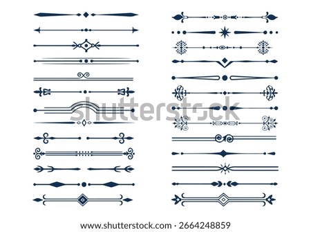 Set of Vintage decorative border lines.
Lines separators, Line border.Borders, text dividers. 
Underline elements. Vintage dividers, Vector illustration