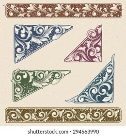 Set of vintage decorative design elements