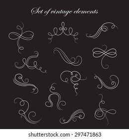 Set  of vintage decorative elements for design frameworks and banners. Can use for birthday card, wedding invitations.