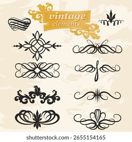 Set of vintage decorative elements ornament pattern vector image