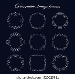 Set vintage decorative elements,round and circular patterns for design frameworks and banners. Can use for birthday card, wedding invitations.