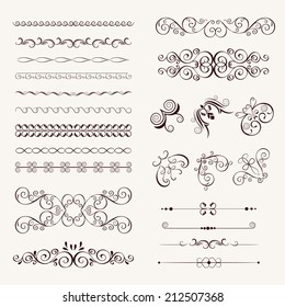 Set vintage decorative frames, borders, corner for design frameworks and banners. Can use for birthday card, wedding invitations.