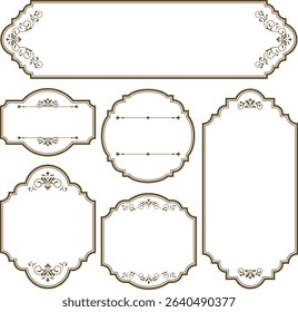 Set of Vintage Decorative Frames: Elegant Labels and Ornate Borders