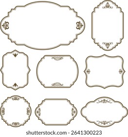 Set of Vintage Decorative Frames: Elegant Labels and Ornate Borders