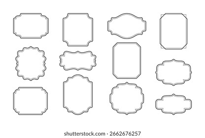 Conjunto de marcos decorativos vintage aislados sobre fondo blanco. Ilustración vectorial.	
