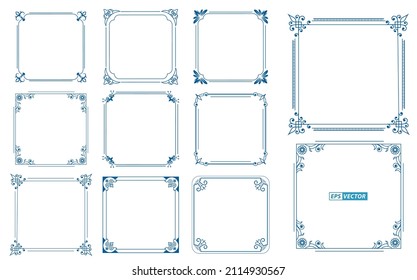 set of vintage decorative frames or vintage rectangle ornaments or calligraph frame retro style or decorative border concept. eps vector