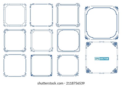set of vintage decorative frames or vintage rectangle ornaments or calligraph frame retro style or decorative border concept. eps vector