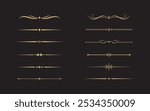 Set of Vintage decorative golden lines. text dividers. line border. Gold Lines separators, Borders, Vintage dividers, Underline elements. Vector illustration