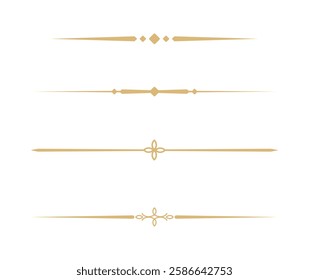 Set of Vintage decorative golden lines. text dividers. Gold line border. Lines separators, Borders, Vintage dividers, Underline elements. Vector illustration