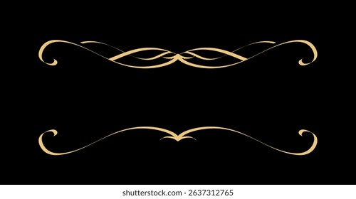 Set of Vintage decorative golden lines. text dividers. Gold line border. Lines separators, Borders, Vintage dividers, Underline elements. Vector illustration