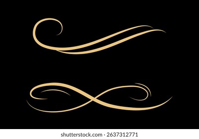 Set of Vintage decorative golden lines. text dividers. Gold line border. Lines separators, Borders, Vintage dividers, Underline elements. Vector illustration