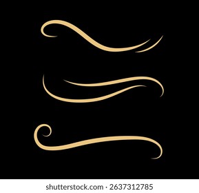 Set of Vintage decorative golden lines. text dividers. Gold line border. Lines separators, Borders, Vintage dividers, Underline elements. Vector illustration