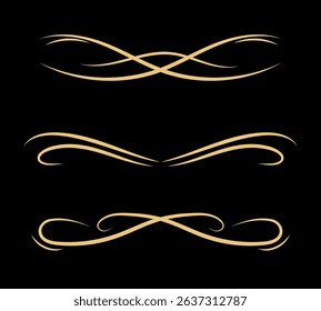 Set of Vintage decorative golden lines. text dividers. Gold line border. Lines separators, Borders, Vintage dividers, Underline elements. Vector illustration