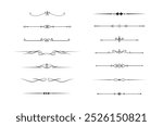 Set of Vintage decorative lines. text dividers. Line border. Lines separators, Borders, Vintage dividers, Underline elements. Vector illustration