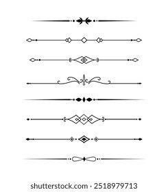 Set of Vintage decorative lines. text dividers. Line border. Lines separators, Borders, Vintage dividers, Underline elements. Vector illustration
