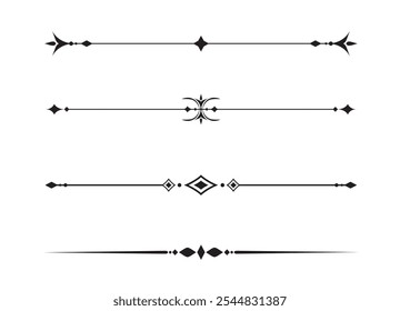 Conjunto de líneas decorativas de Antiguas. divisores de texto. Borde de línea. Separadores de líneas, bordes, divisores de Antiguas, Elementos de subrayado. Ilustración vectorial